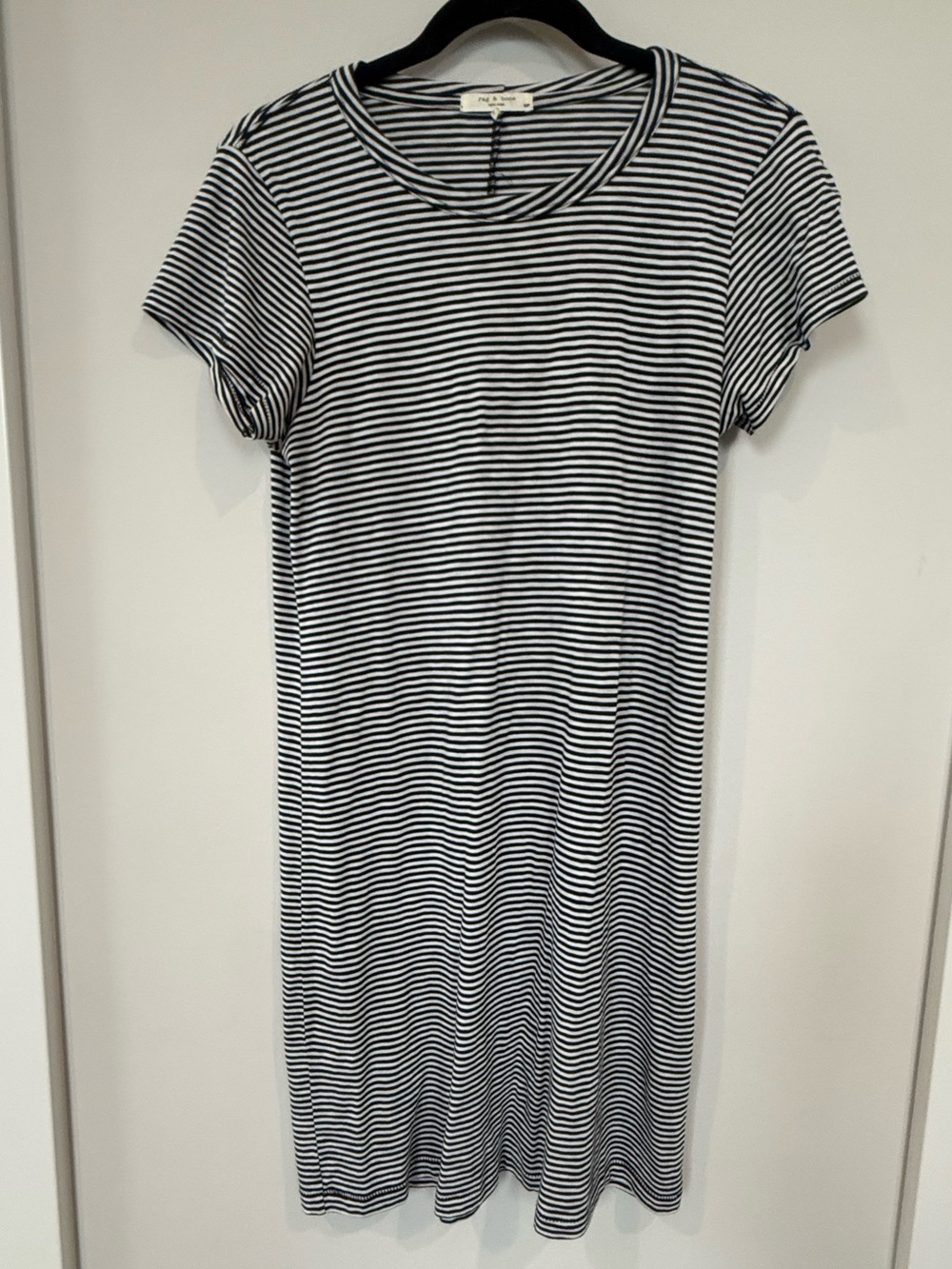 rag & bone Black and White Striped Short-Sleeve Tee Dress